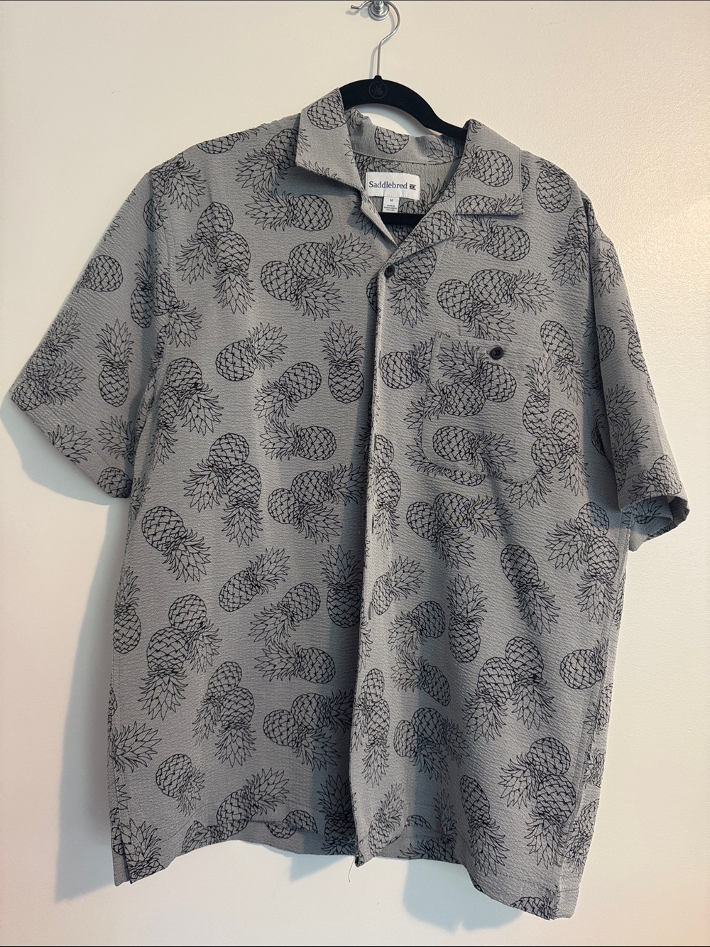Saddlebred Gray Short-Sleeve Pineapple Print Button-Up Shirt